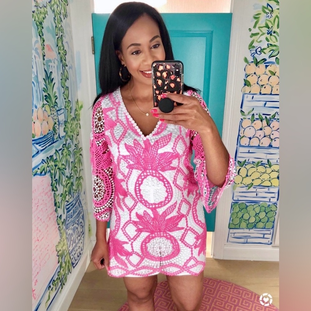 Lilly Pulitzer NWT 🦄 Lottie Romper Pink Juice Stand Crochet $278 Size 00 🦄 - Picture 6 of 15